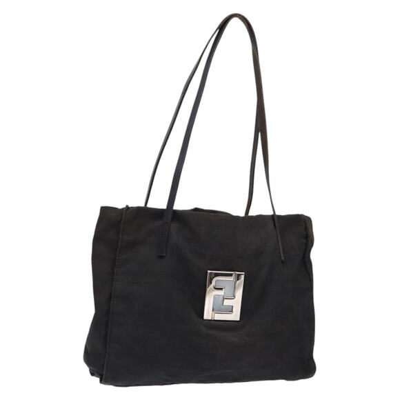 FENDI Zucca Canvas Tote Bag Black Silver - Picture 1 of 12